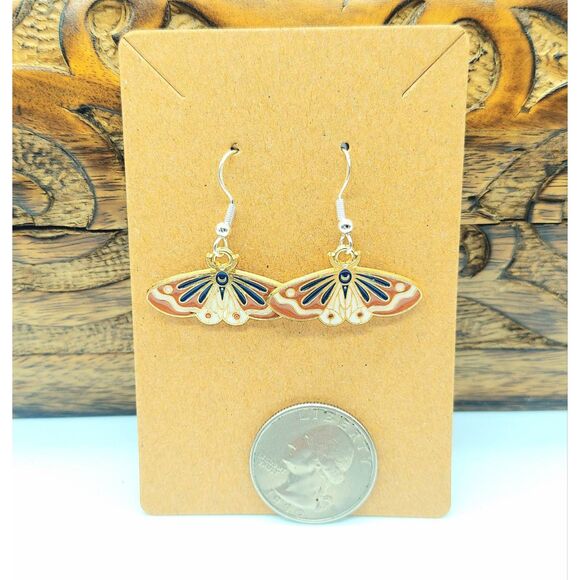 Whimsical Moth Earrings Cottagecore Fairycore Naturecore Boho - Picture 2 of 2